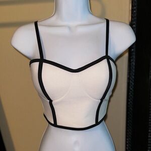 White & black strappy crop top
